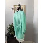 Illa Illa Womens M Green White Lace Keyhole Bck Romper Jumper Short Bell Sleeves Photo 3