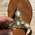Yellow Box  Sandals Size 8 Brown Turquoise Blingy Photo 5