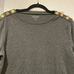J.Crew  Women’s Long Sleeve Crew Neck Cotton Perfect Fit Tee Gold Buttons Size L Photo 1