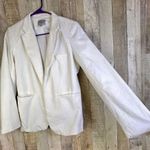 Vintage Dalia White Open Front Linen Blend Lined Jacket w/Lower Waist Po… Size M Photo 4