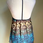Y2K Blue Brown purple Floral Tank Top animal print boho cottage core large‎ zip Photo 2