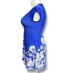 Cristina Love Womens Empire Waist Babydoll Mini Dress Smocked Floral Blue Large Photo 4