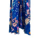 Rococo Sand Floral Print 100% Silk Tassel Sleeveless Asymmetrical Maxi Dress XS Blue Photo 8