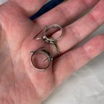 Vintage Peridot sterling dangle hoop earrings. Silver Photo 6