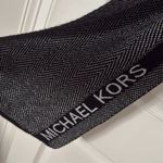 Michael Kors Black and Gray Herringbone Scarf metallic silver and black Photo 3