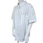Ava & Viv NWT White & Blue Striped No-Gap Button Front Short Sleeve Top (2X) Photo 2