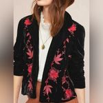 Anthropologie Ett:twa by  Cropped Velvet Floral Embroidered Jacket/Blazer Photo 1