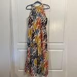 T Tahari M Multicolor Sleeveless Maxi Dress Abstract Tiered Halter Photo 5