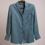 Soft Surroundings  Teal Textured Button Down Long Sleeve Shirt Top Women's Medium Photo 0