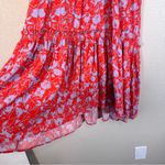 Free People  Red Blue Floral Tiered Maxi Skirt Boho Women’s M Festival Beachy Photo 9