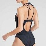 Athleta Navy Snake Keyhole One-Piece Swimsuit Photo 1