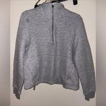 Athleta Ottoman Ribbed Quarter Zip Sweatshirt Light Gray Size M Photo 0