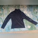 Vintage 90s Long Elegant Legs black sparkle zip front mock neck top, size medium Photo 6