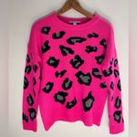 autumn cashmere Hot Pink Leopard Pullover Sweater XS Fuchsia MobWife Crewneck Photo 1