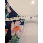 Elodie  Navy Floral Tie Front Peplum Tank Top Women Medium Rayon Photo 4