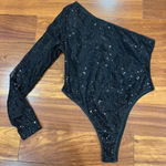 One Shoulder Sequined Bodysuit Black Size L Photo 0