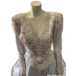 Vintage wedding sequenced dress with detachable skirt & train Ivory gold medium White Photo 5