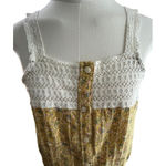 Universal Threads Universal Thread Crochet Floral Blouse M Yellow Button Front Boho Cottage Photo 0
