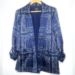 Vera Wang Simply  Women's Navy Silky Satin Paisley Bandanna Handkerchief Blazer M Photo 1