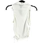 Just Polly New York Ribbed Knit Sleeveless Collared Polo Shirt Top Ivory Size S White Photo 4