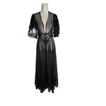 Vintage VAL MODE Lingerie Set Peignoir Nightgown Slip Dress With Robe 60s 70s S Black Photo 7