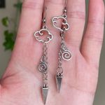 Handmade funky grunge punk street style swirl cloud spiky unisex chain dangle earrings ⭐️🍃🌀 Photo 1