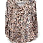 LOGO By Lori Goldstein LOGO Lori Goldstein Asymmetrical Hem‎ long Sleeve Women XS Abstract Print Top Photo 0