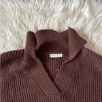 Miss Love  Brown Collar Crop Sweater Photo 1