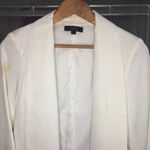 OVI Women Crepe Draped Open Front Collared Jacket Blazer White Size L Photo 2