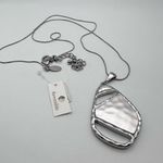 Chico's NWT Chico’s Textured Flip Metal Pendant Reversible Necklace Two Tone Gold Silver Photo 3