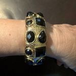 Amrita Singh Shelter Island gold hammered brass and black beveled stones bangle bracelet. NWT Photo 3