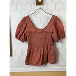 Madewell Bubble-Sleeve Smocked Peplum Top in Berry Stems - Size - 2 Photo 5