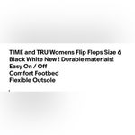 Time And Tru  Womens Flip Flops Size 6 Black White New Photo 7