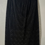 Skies Are Blue Skies Are Blue Black Sheer Lace Overlay Midi Skirt Photo 0