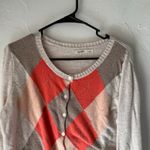 Old Navy Y2k Size Large Beige Orange Argyle Diamond Button Academia Sweater Photo 1
