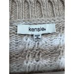 Kensie V-Neck Textured Knit Pullover Sweater Neutral Beige Cream Fall Women's S Photo 3