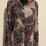 EUC Lucia Brown and Blue abstract pattern button down dress shirt size medium Photo 0