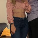 DNT pink satin cropped long sleeve top Photo 0