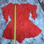 Venus  Y2K 2000s orange drawstring romper swimsuit coverup small ruffle sleeve Photo 7