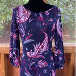 Talbots Navy And Purple Floral Paisley Knee Length Dress Size 4 Photo 4