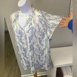 NWT Tamara H. Floral Blue and White Women's Top Sz 2X Photo 3