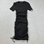 ZARA  Woman Ruched Bodycon Midi Dress S Black Short Sleeve T Shirt Style Stretch Photo 4