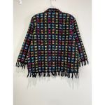 Onque Casuals Lightweight Eyelash Fringe Hem Button Up Shacket Top Size XL Boho Black Photo 5