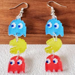 Women's Acrylic Pacman And Monster Drop Earring Blue Photo 0