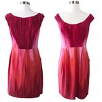 BETH BOWLEY Ombre Silk Dress Sheath Red Boat Neck Short Sleeves Pockets 8 NWT Photo 1