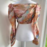 Pretty Little Thing Festival Pastel Marble Boho Fairy Ruched Crop Blouse Long Sleeve 4 / Small NWT Photo 7