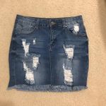 Wax Jean Los Angeles Ripped Denim Skirt Photo 1