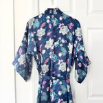California Dynasty Asian Blue Pink Floral Matching Slip Dress Mid Length Robe M Size M Photo 7