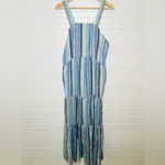 Caslon  Women's Sleeveless Striped Maxi Dress Blue Size S Linen Blend Photo 2