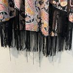 Black Rainn Black Rain Chiffon‎ Paisley Fringe Open Front Kimono Boho Size L Photo 4